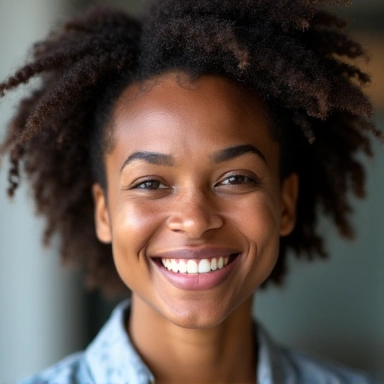 A professional and diverse team member smiling confidently.