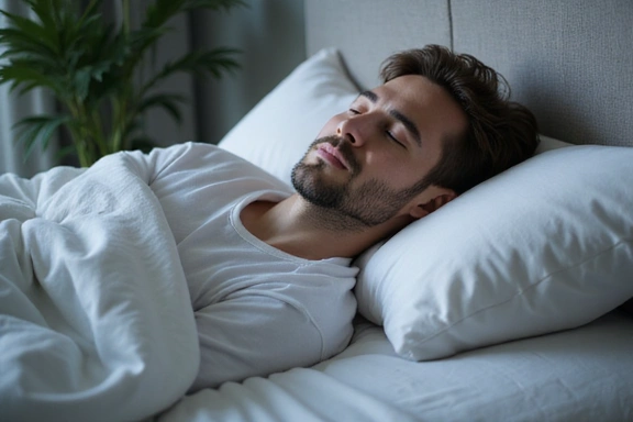 Man sleeping peacefully in a comfortable bed