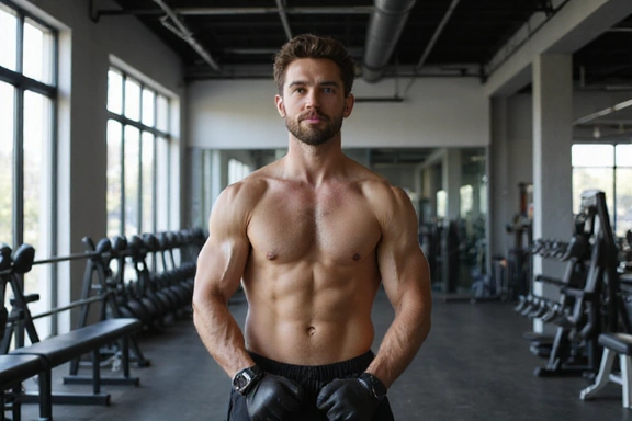 Man lifting weights in a modern gym