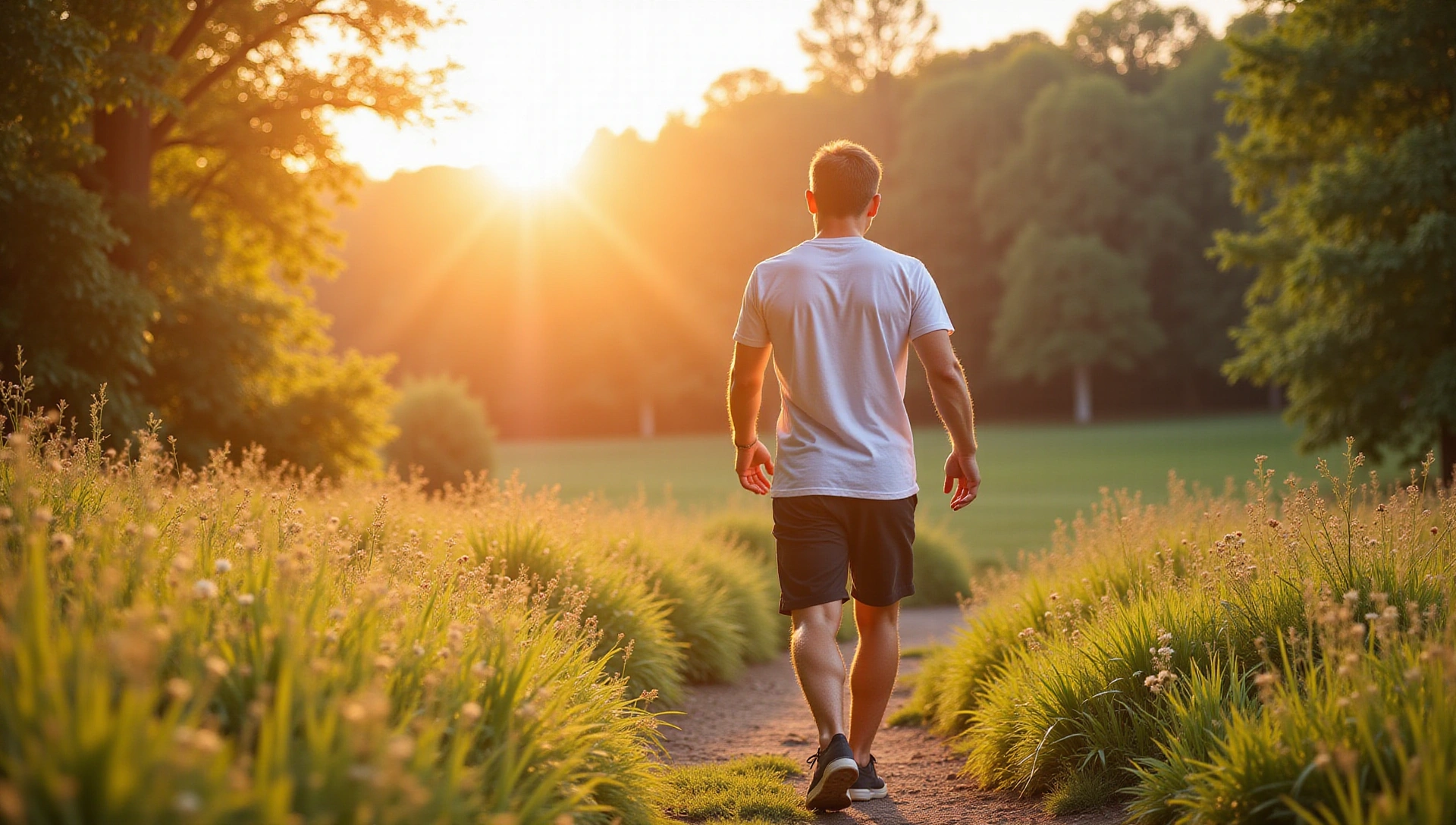 Active healthy man enjoying nature, vibrant, no text, no letters, no inscriptions.